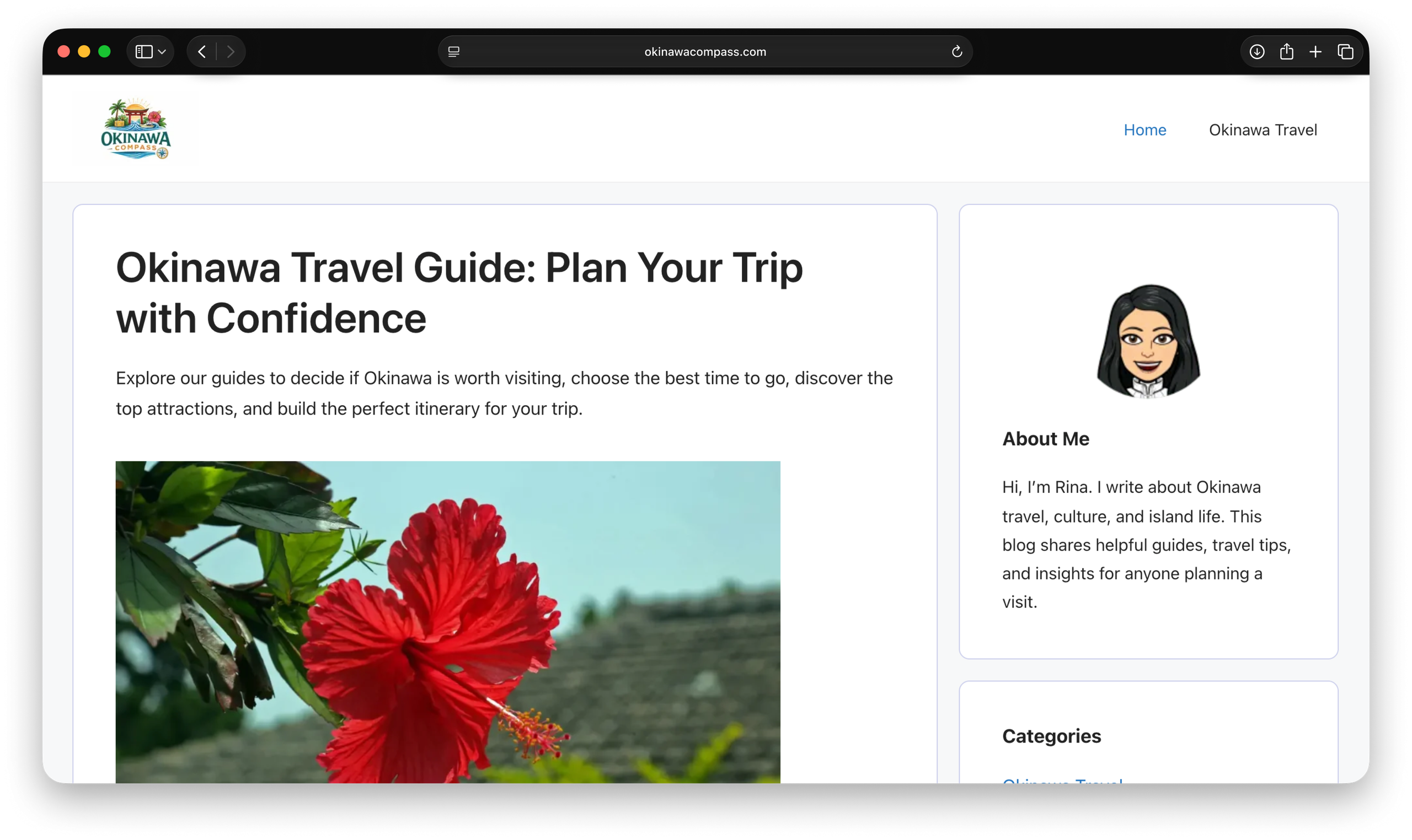 Okinawa Compass travel website homepage